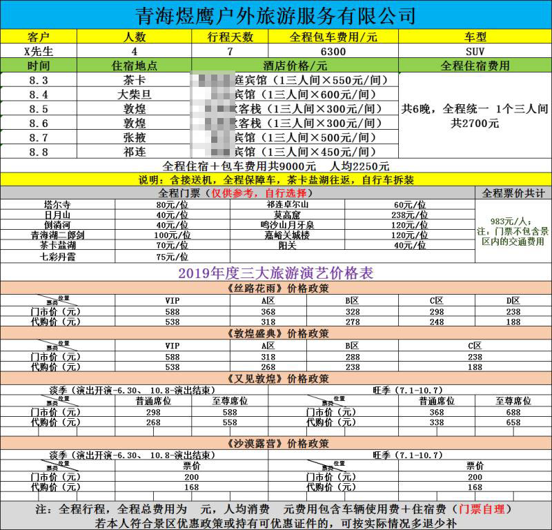 青海大環(huán)線(xiàn)包車(chē)價(jià)格表(僅供參考以實(shí)際價(jià)格為準)